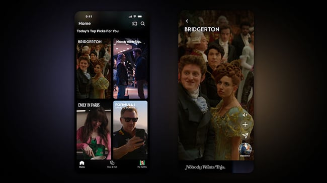 【図】Netflixの縦型動画形式のフィード