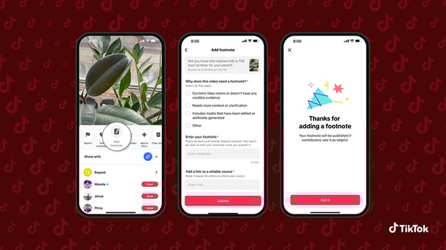 【図】「TikTok」の「Footnotes」機能のイメージ