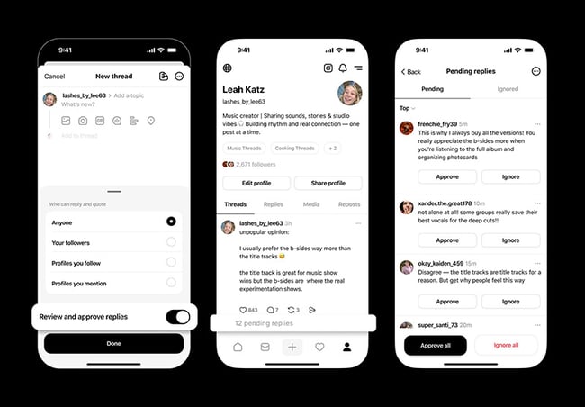 【図】Threadsの返信承認機能
