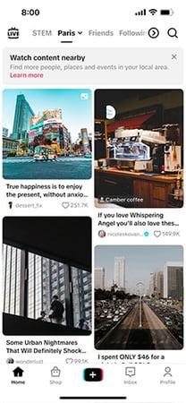 【図】「Nearby Feed」のスクリーンショット