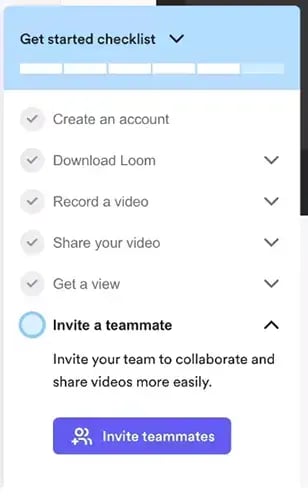 【図】「Loom」アプリのオンボーディングに活用されているアプリ内メッセージのスクリーンショット