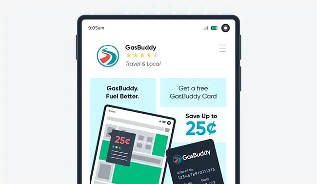 【図】「GasBuddy」の位置情報を活用したパーソナライズプッシュ通知のスクリーンショット