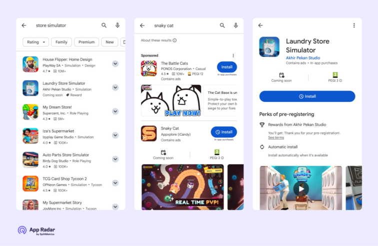 【図】Google Play ストアで事前登録ができるアプリの例
