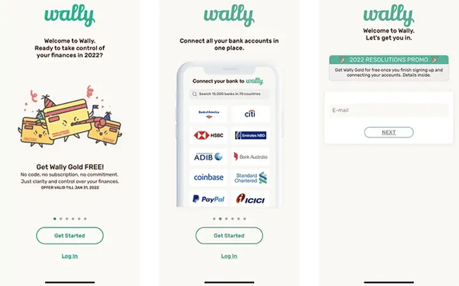 【図】「Wally」のオンボーディング画面