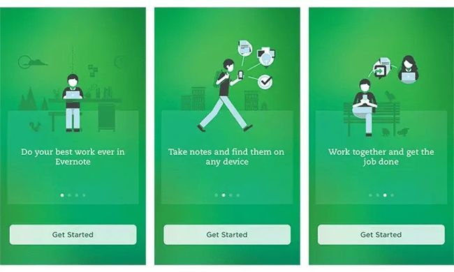 【図】「Evernote」のオンボーディング画面