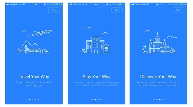 【図】「Trip.com」のオンボーディング画面
