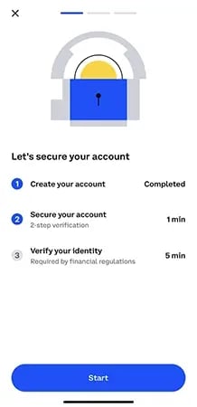 【図】「Coinbase」のオンボーディング画面