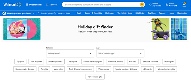 【図】Walmartのパーソナライズレコメンドのスクリーンショット