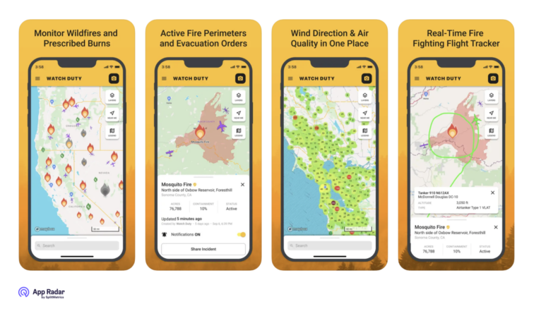 【図】「Watch Duty: Wildfire Maps」のApp Storeのスクリーンショット