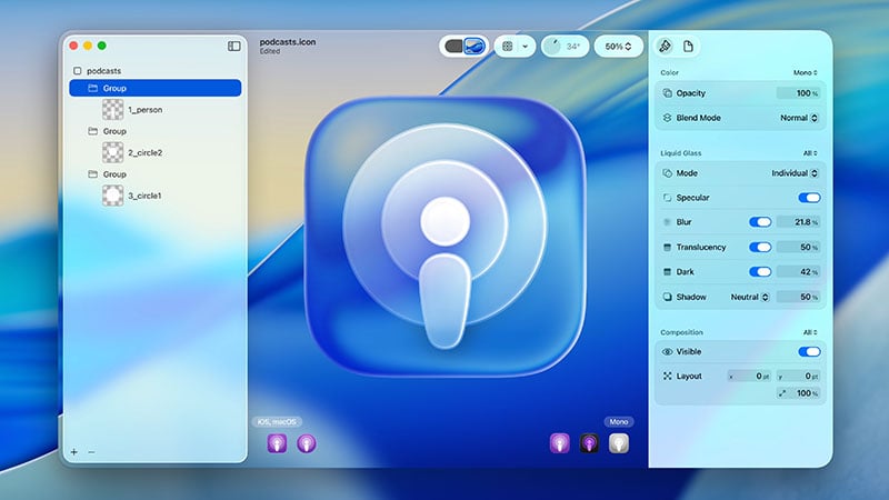 【図】Icon Composerでのアイコン作成画面のイメージ