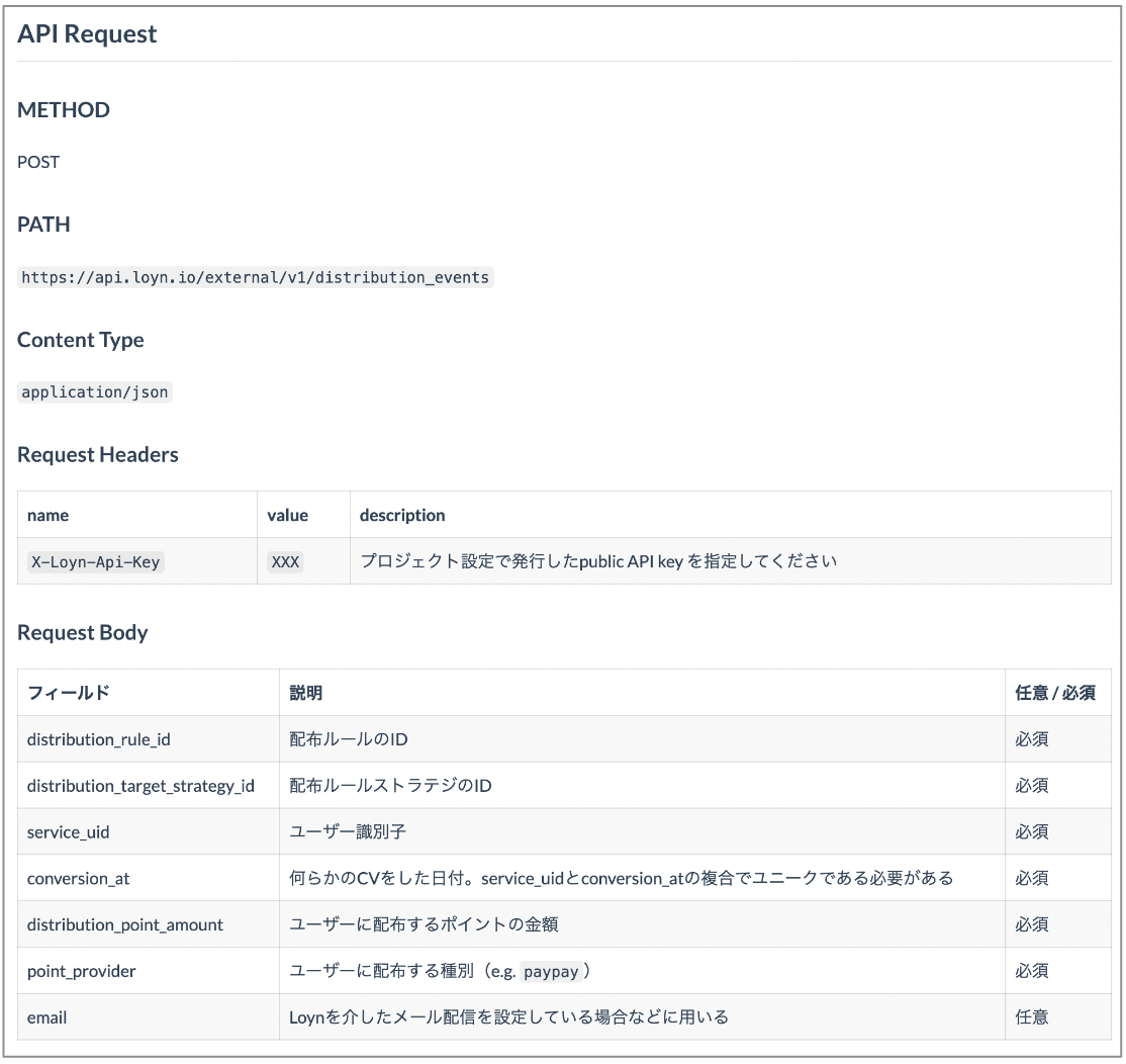 Distribution Event Import APIの詳細