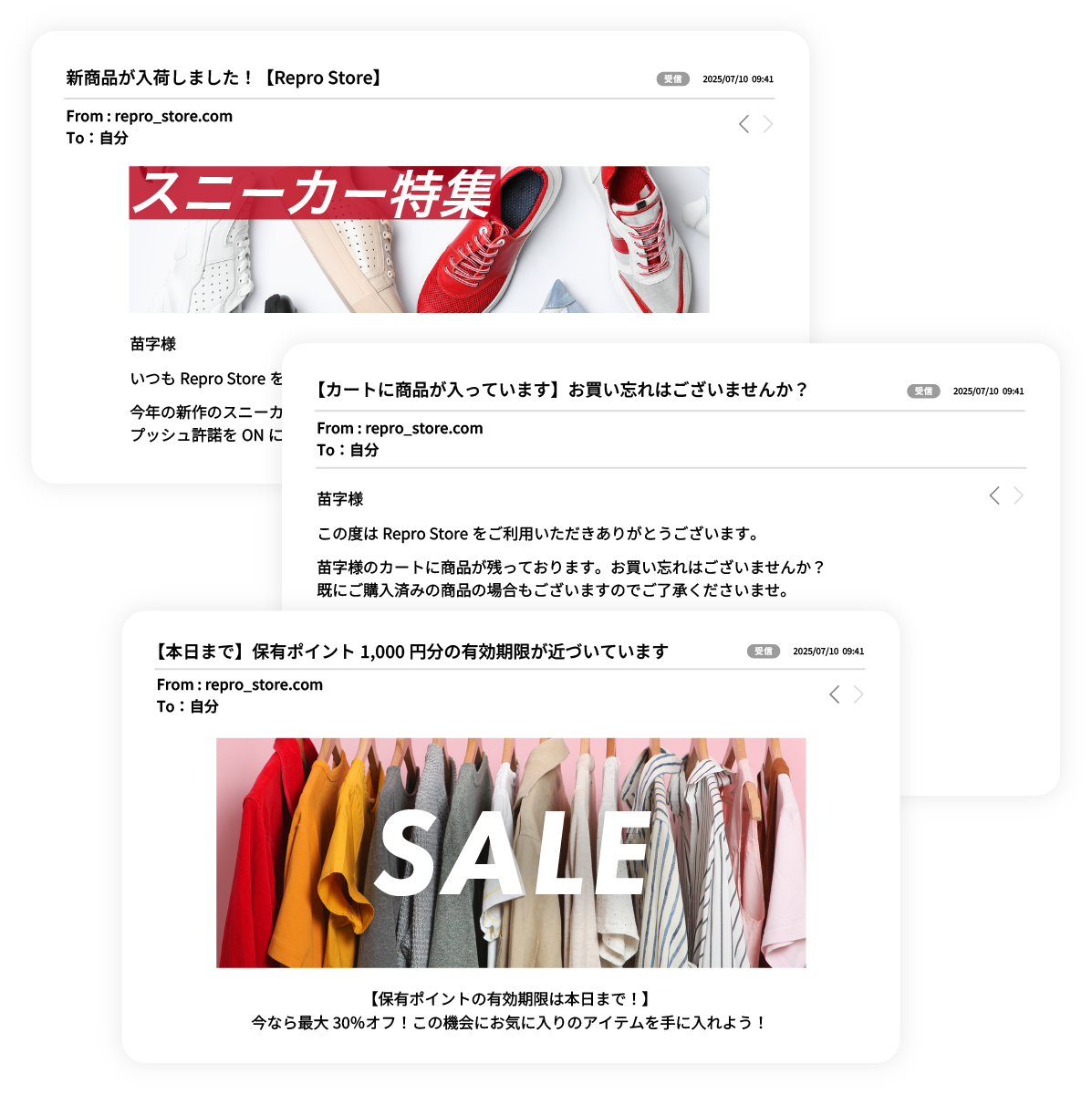 【図】Repro Mailのアプリ・Web連携の高度さを示すイメージ