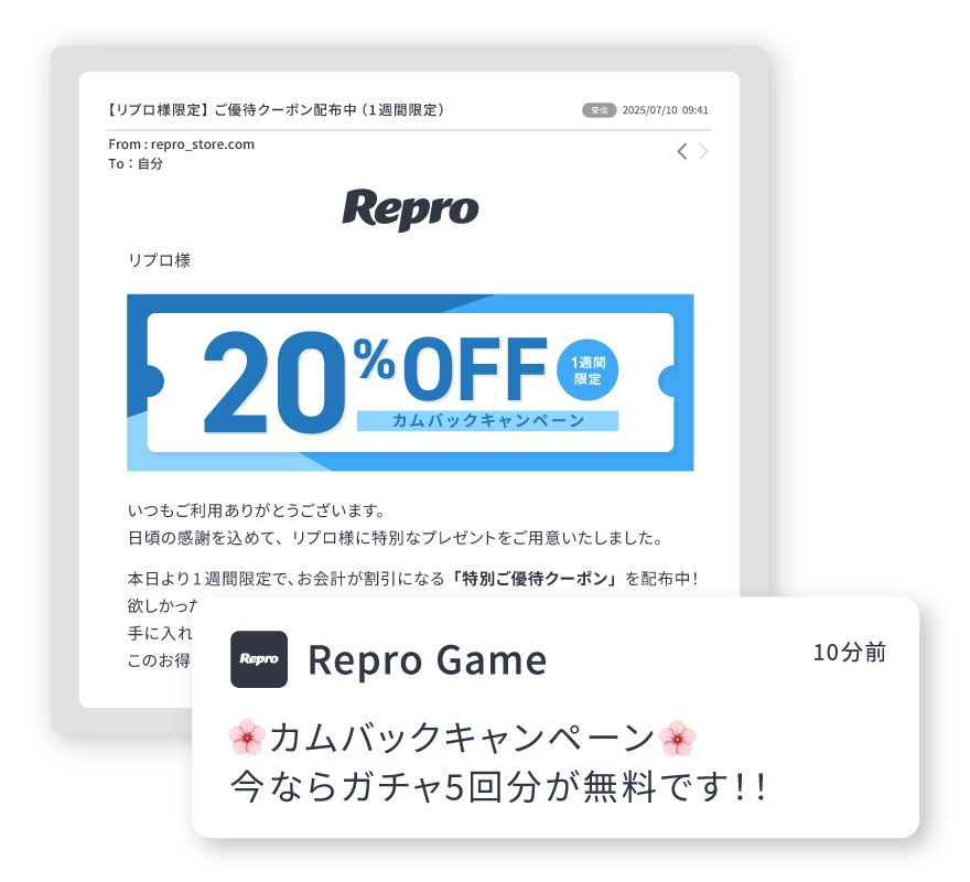 【図】休眠復帰・再訪促進メッセージを示すイメージ